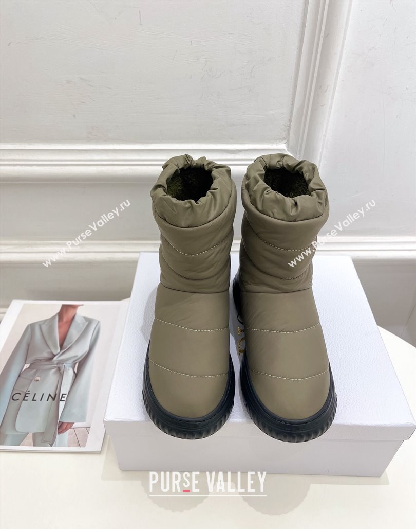 Dior Frost Ankle Boots in Khaki Green Quilted Nylon and Shearling 2024 (modeng-23120840)