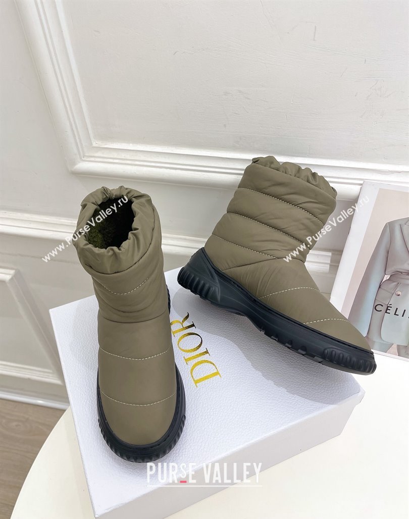 Dior Frost Ankle Boots in Khaki Green Quilted Nylon and Shearling 2024 (modeng-23120840)