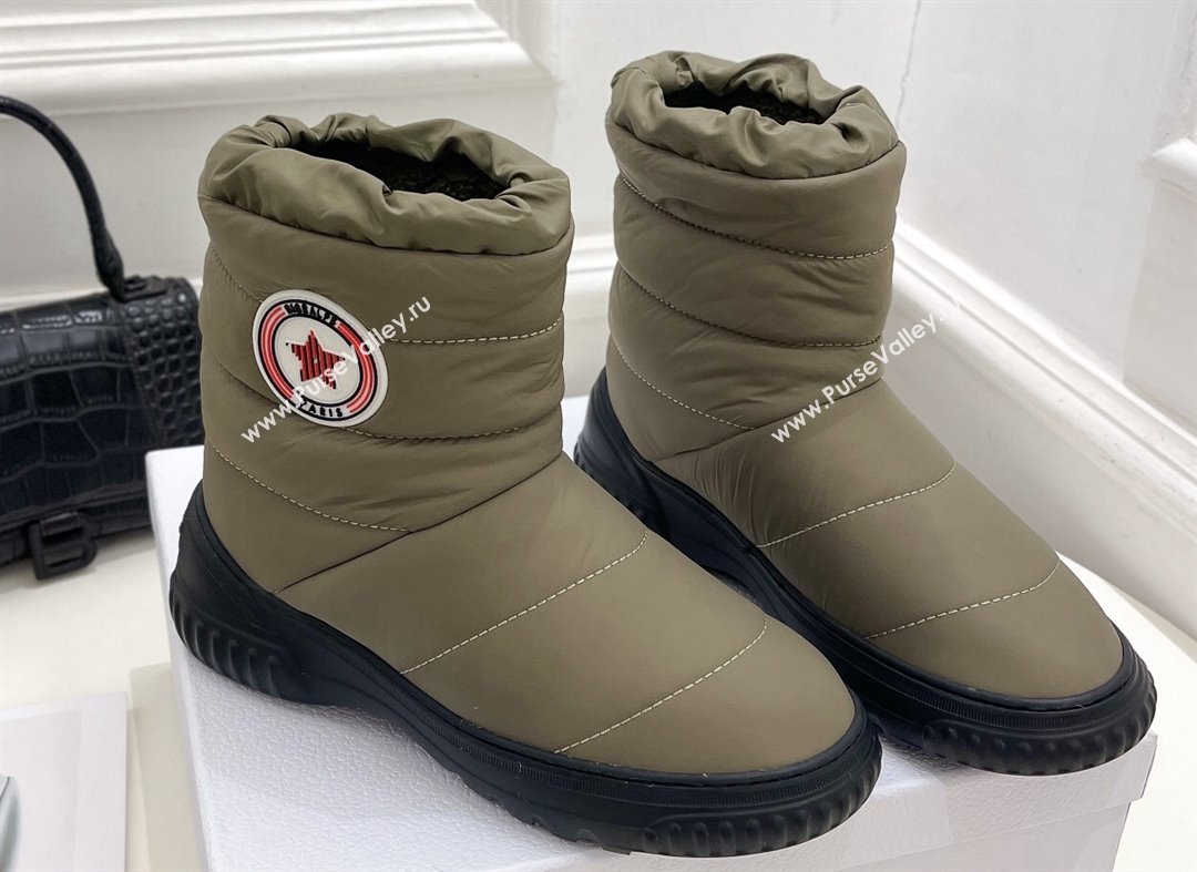 Dior Frost Ankle Boots in Khaki Green Quilted Nylon and Shearling 2024 (modeng-23120840)