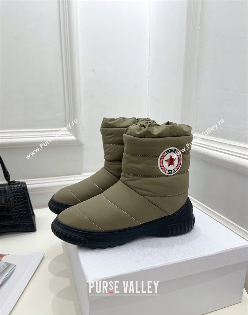 Dior Frost Ankle Boots in Khaki Green Quilted Nylon and Shearling 2024 (modeng-23120840)