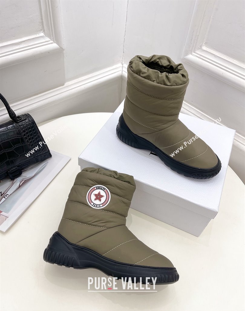 Dior Frost Ankle Boots in Khaki Green Quilted Nylon and Shearling 2024 (modeng-23120840)