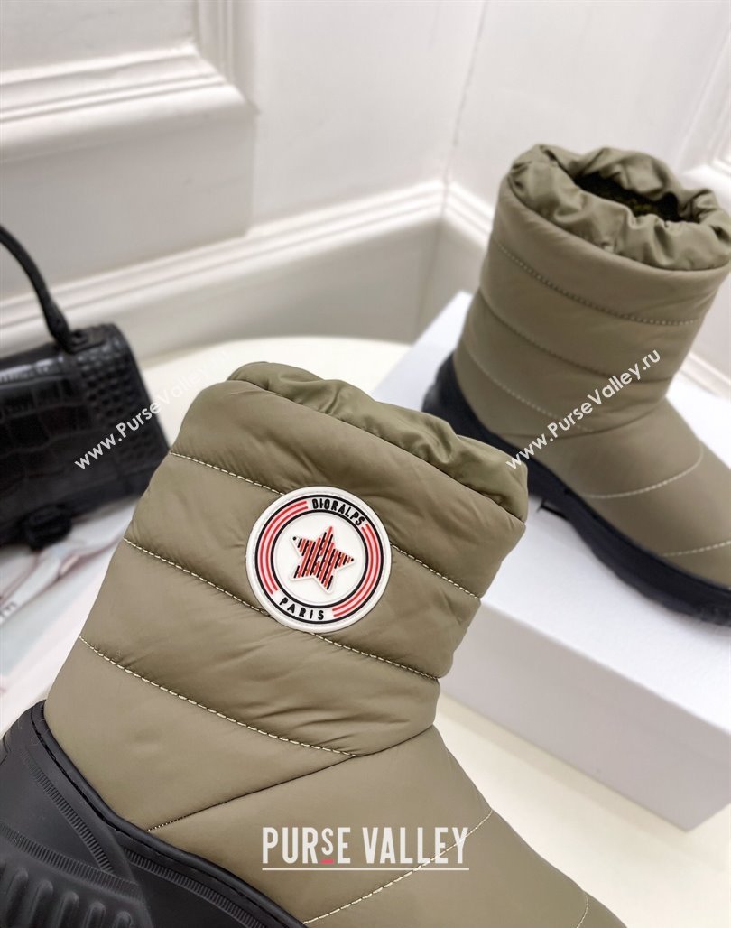 Dior Frost Ankle Boots in Khaki Green Quilted Nylon and Shearling 2024 (modeng-23120840)