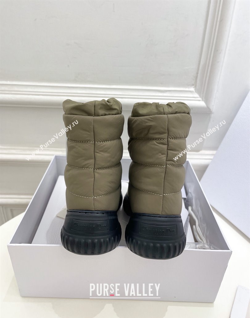 Dior Frost Ankle Boots in Khaki Green Quilted Nylon and Shearling 2024 (modeng-23120840)