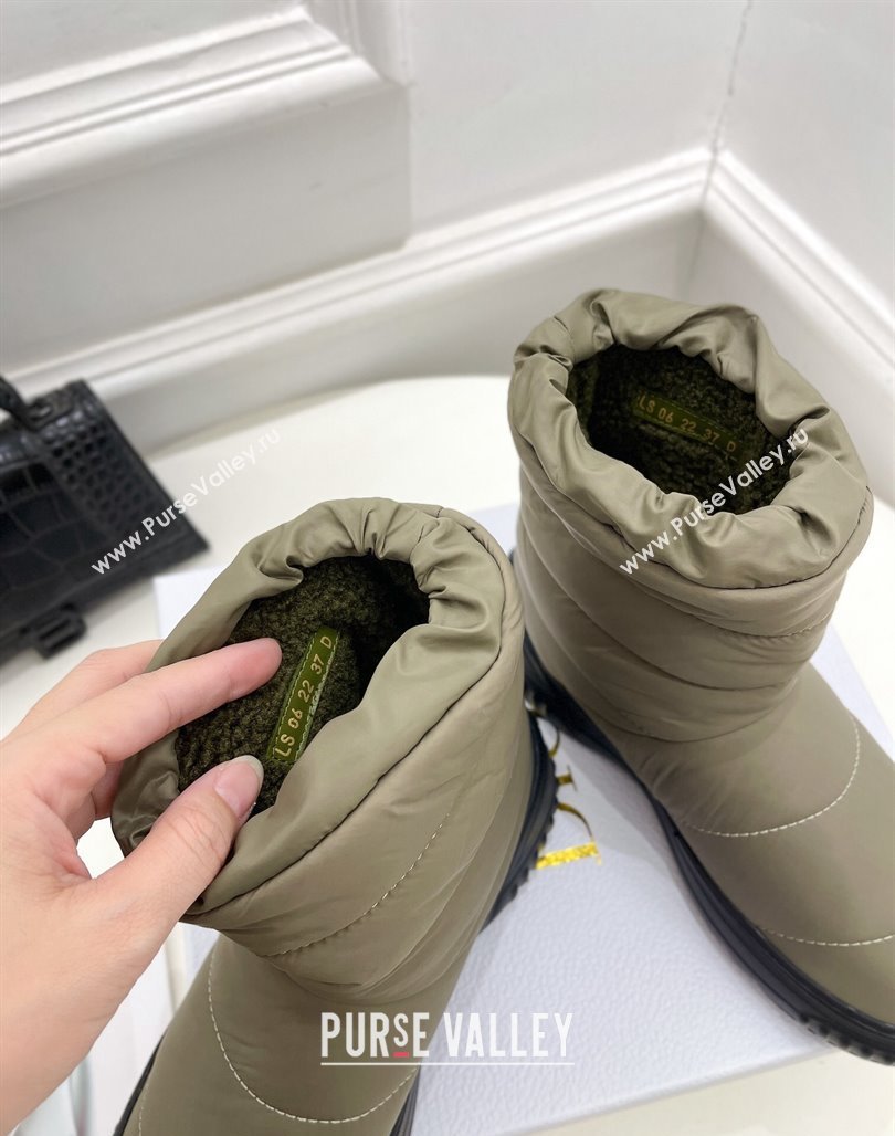 Dior Frost Ankle Boots in Khaki Green Quilted Nylon and Shearling 2024 (modeng-23120840)