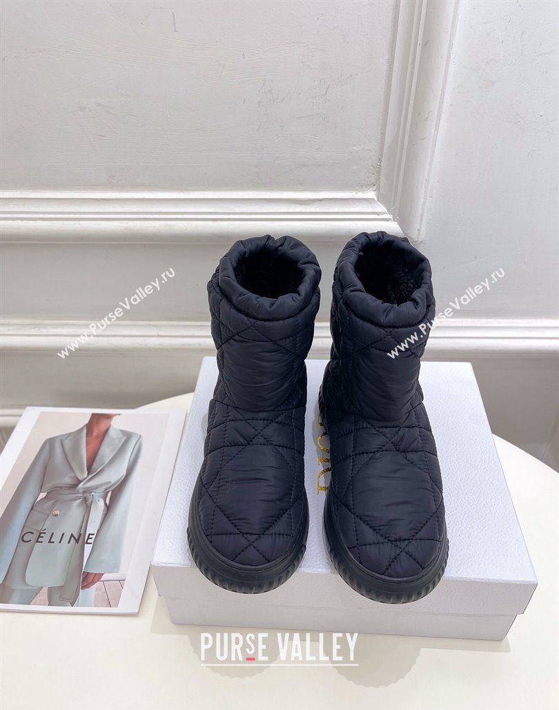 Dior Frost Ankle Boots in Black Cannage Nylon and Shearling 2024 (modeng-23120835)