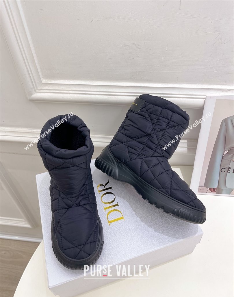 Dior Frost Ankle Boots in Black Cannage Nylon and Shearling 2024 (modeng-23120835)