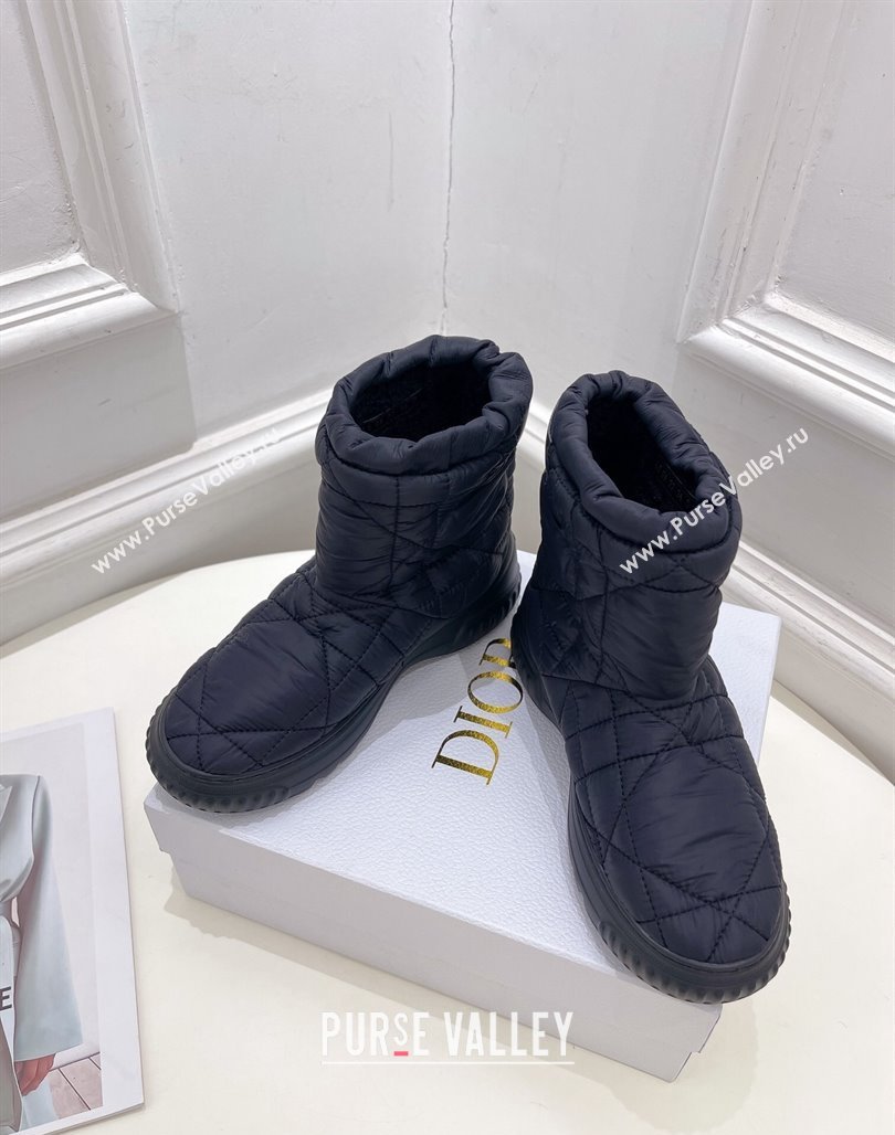 Dior Frost Ankle Boots in Black Cannage Nylon and Shearling 2024 (modeng-23120835)