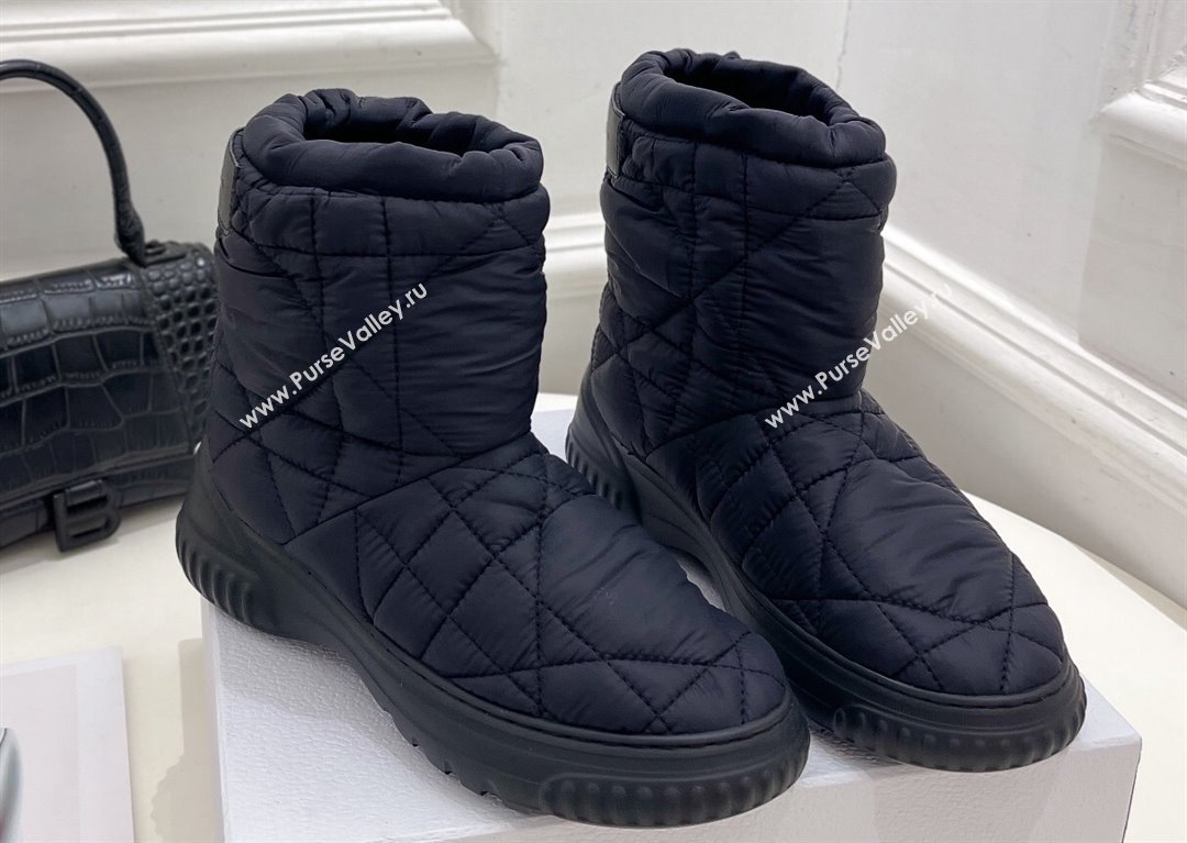 Dior Frost Ankle Boots in Black Cannage Nylon and Shearling 2024 (modeng-23120835)