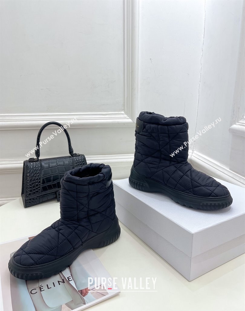 Dior Frost Ankle Boots in Black Cannage Nylon and Shearling 2024 (modeng-23120835)