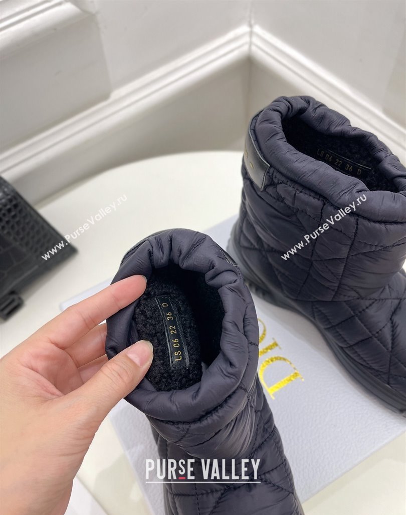 Dior Frost Ankle Boots in Black Cannage Nylon and Shearling 2024 (modeng-23120835)