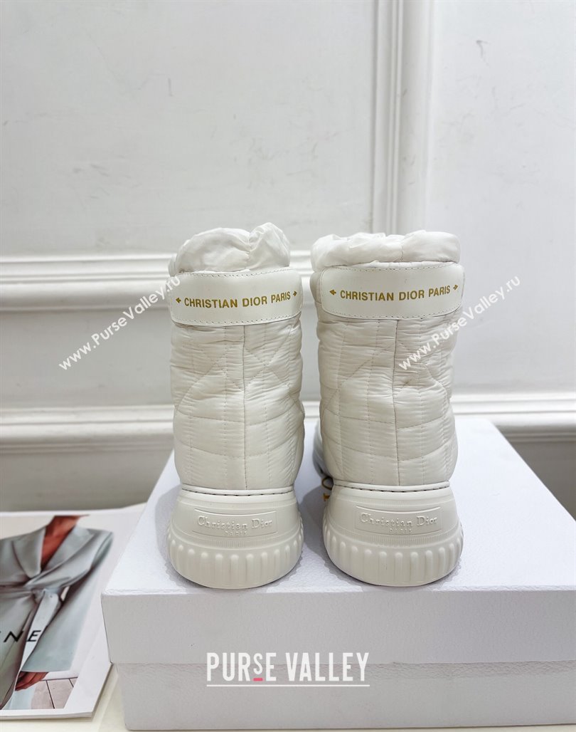 Dior Frost Ankle Boots in White Cannage Nylon and Shearling 2024 (modeng-23120836)