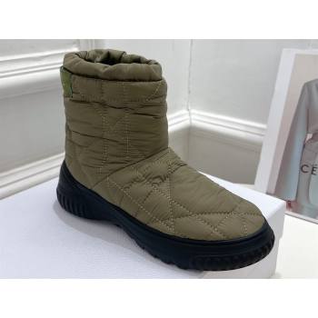 Dior Frost Ankle Boots in Khaki Green Cannage Nylon and Shearling 2024 (modeng-23120837)