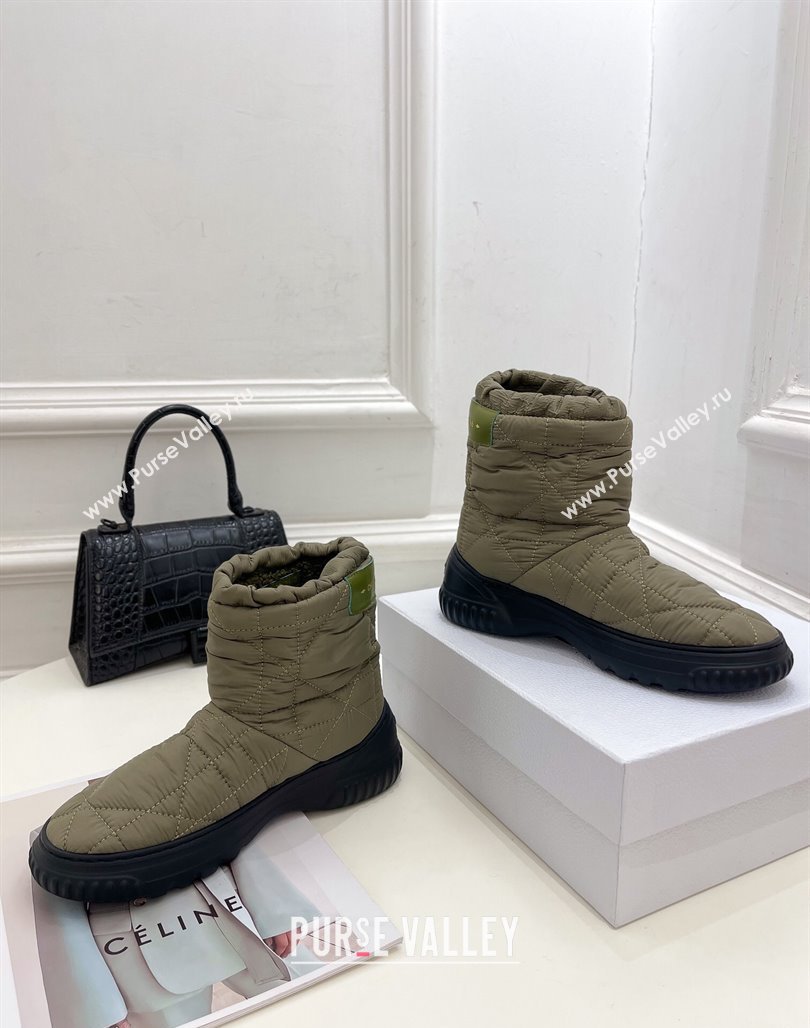 Dior Frost Ankle Boots in Khaki Green Cannage Nylon and Shearling 2024 (modeng-23120837)