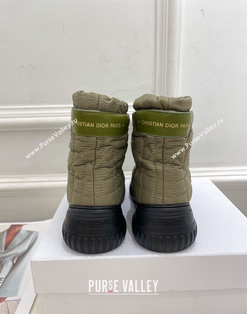 Dior Frost Ankle Boots in Khaki Green Cannage Nylon and Shearling 2024 (modeng-23120837)