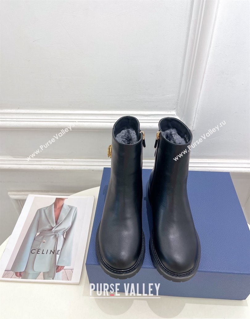 Dior 30 Montaigne Ankle Boot in Black Calfskin and Shearling 2024 (modeng-23120833)