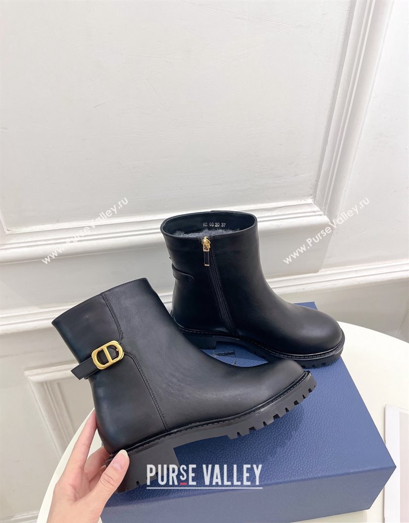 Dior 30 Montaigne Ankle Boot in Black Calfskin and Shearling 2024 (modeng-23120833)