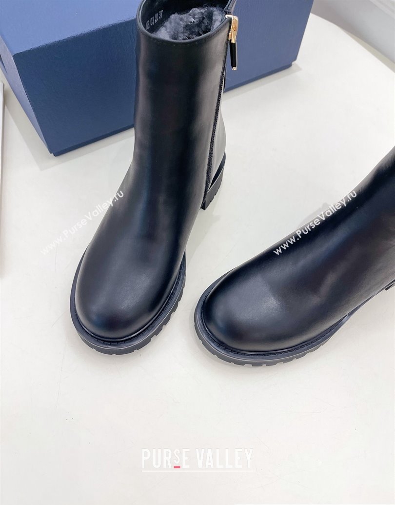 Dior 30 Montaigne Ankle Boot in Black Calfskin and Shearling 2024 (modeng-23120833)