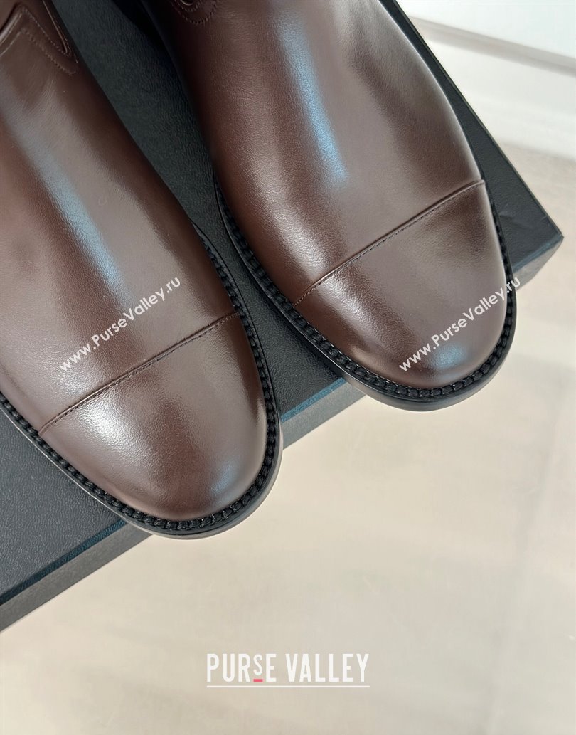 Chanel Heel 3cm CC Logo Calfskin Rider Ankle Boots Coffee 2024 (clf-23120604)