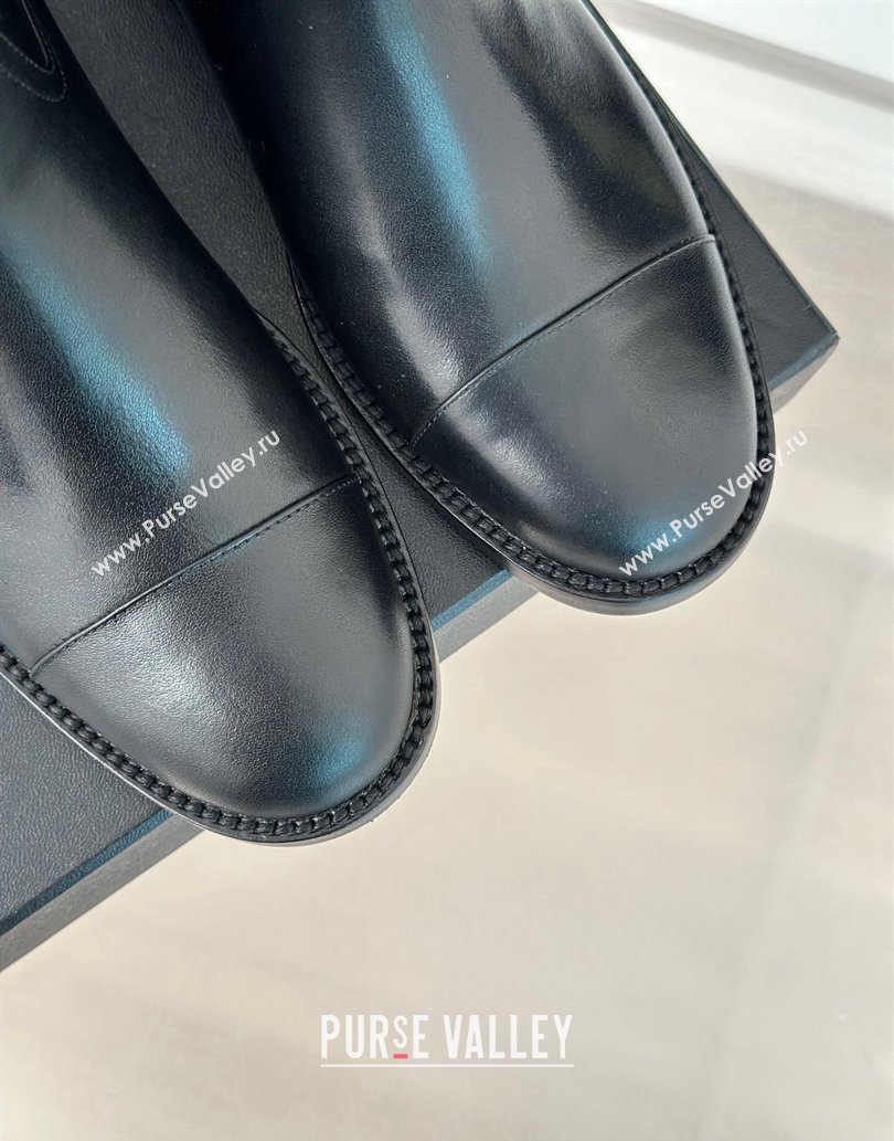 Chanel Heel 3cm CC Logo Calfskin Rider Ankle Boots Black 2024 (clf-23120603)