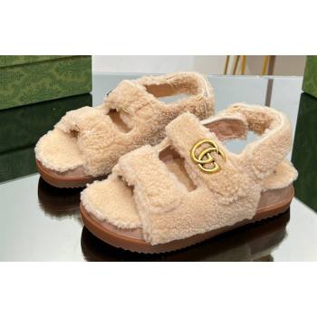 Gucci merino wool Double G sandals 771060 Beige 2024 (modeng-23120776)