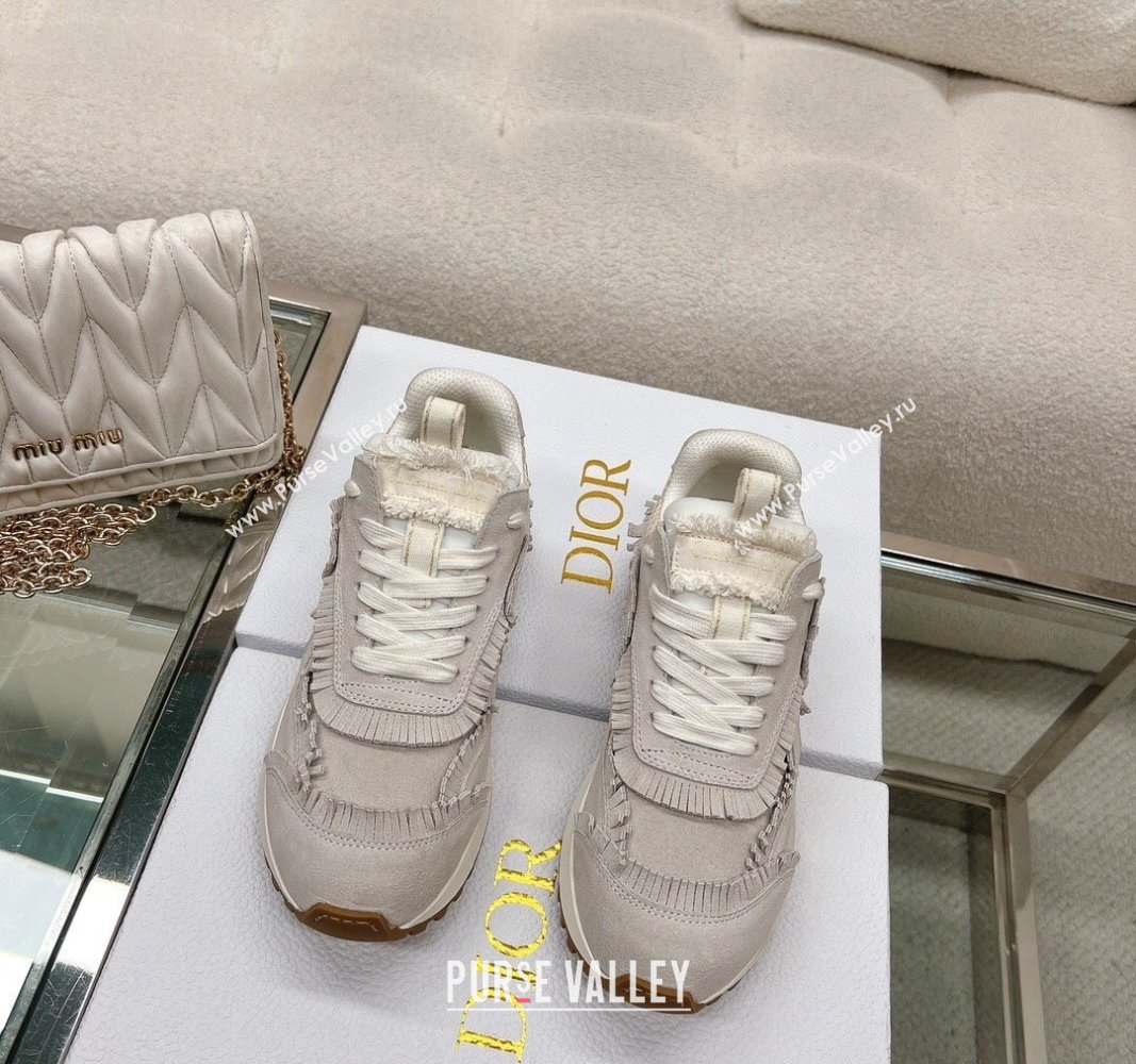 Dior Cest Sneakers in Ecru Suede Calfskin and Mesh 2024 (modeng-23120821)