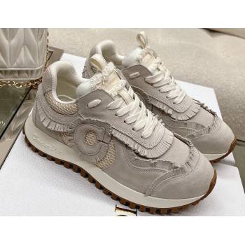 Dior Cest Sneakers in Ecru Suede Calfskin and Mesh 2024 (modeng-23120821)