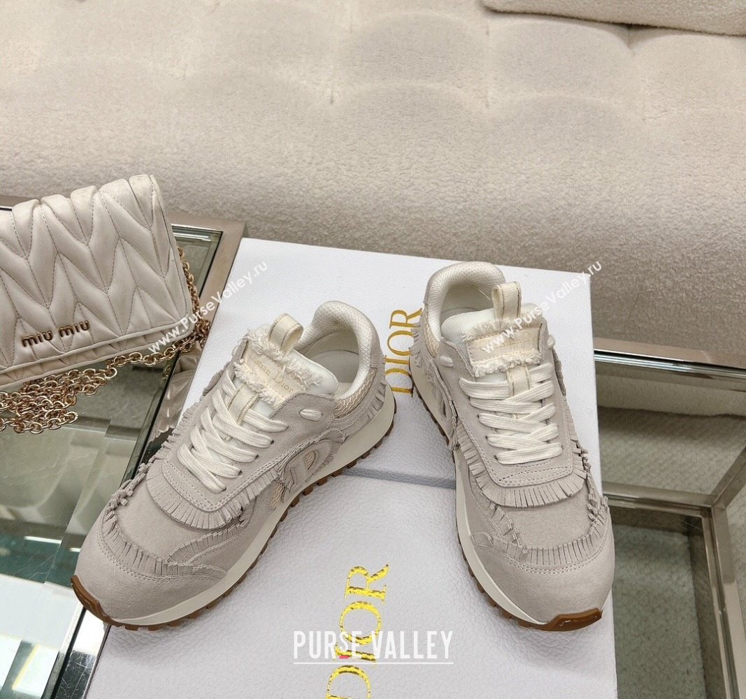 Dior Cest Sneakers in Ecru Suede Calfskin and Mesh 2024 (modeng-23120821)