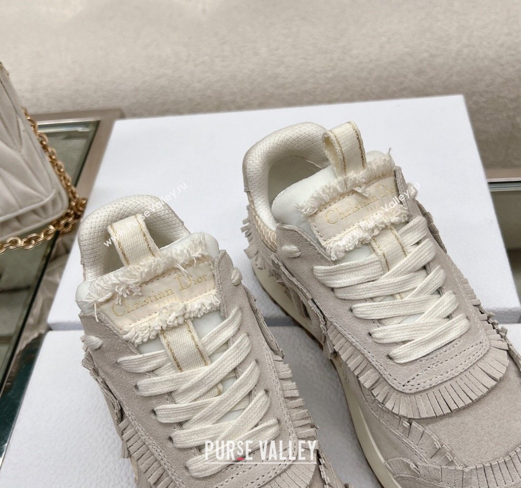 Dior Cest Sneakers in Ecru Suede Calfskin and Mesh 2024 (modeng-23120821)