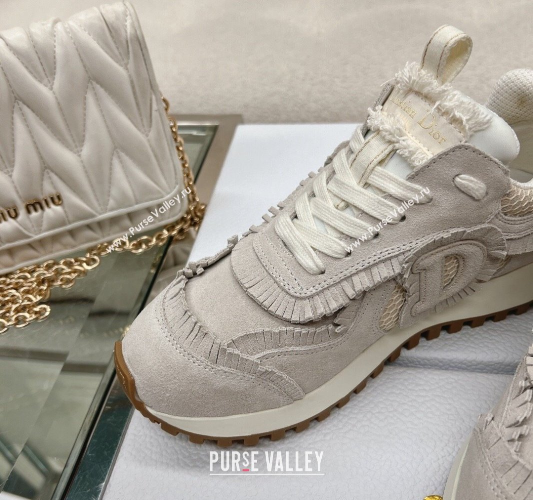 Dior Cest Sneakers in Ecru Suede Calfskin and Mesh 2024 (modeng-23120821)