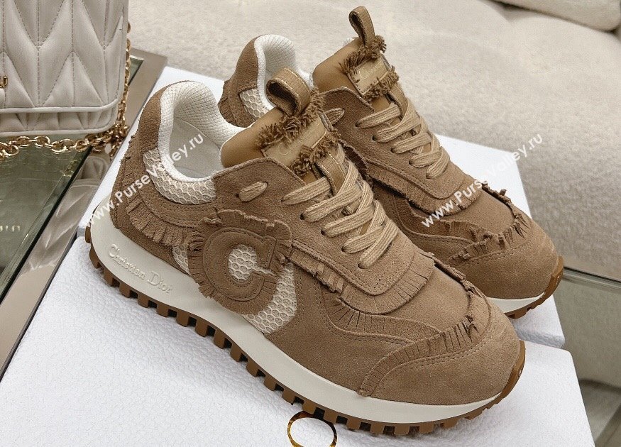 Dior Cest Sneakers in Nude Suede Calfskin and Mesh 2024 (modeng-23120822)