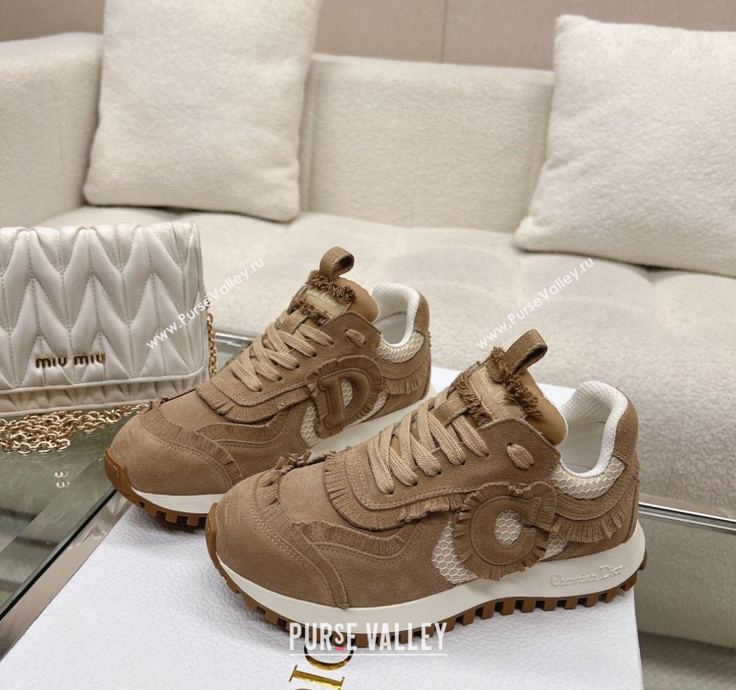 Dior Cest Sneakers in Nude Suede Calfskin and Mesh 2024 (modeng-23120822)