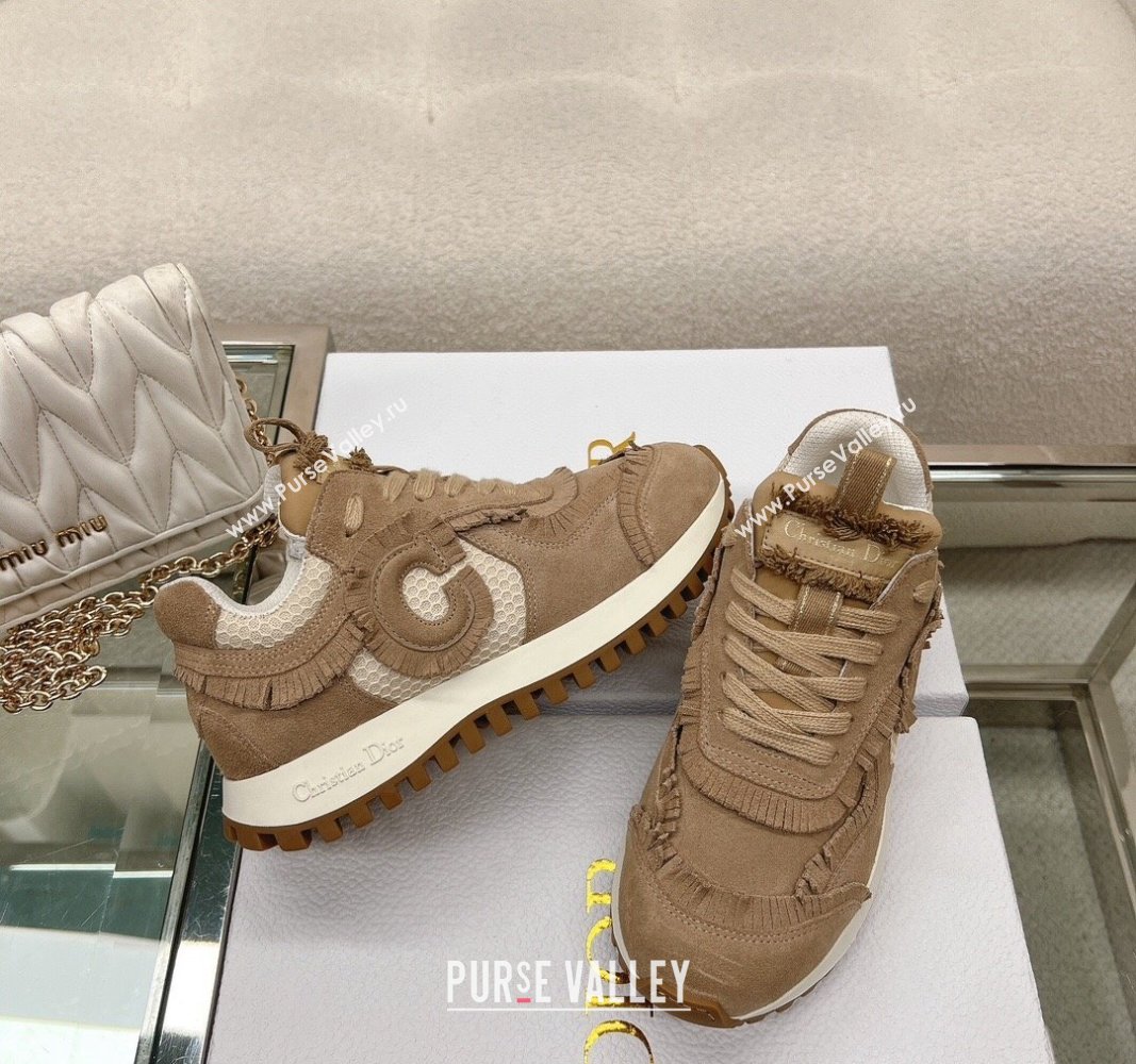 Dior Cest Sneakers in Nude Suede Calfskin and Mesh 2024 (modeng-23120822)