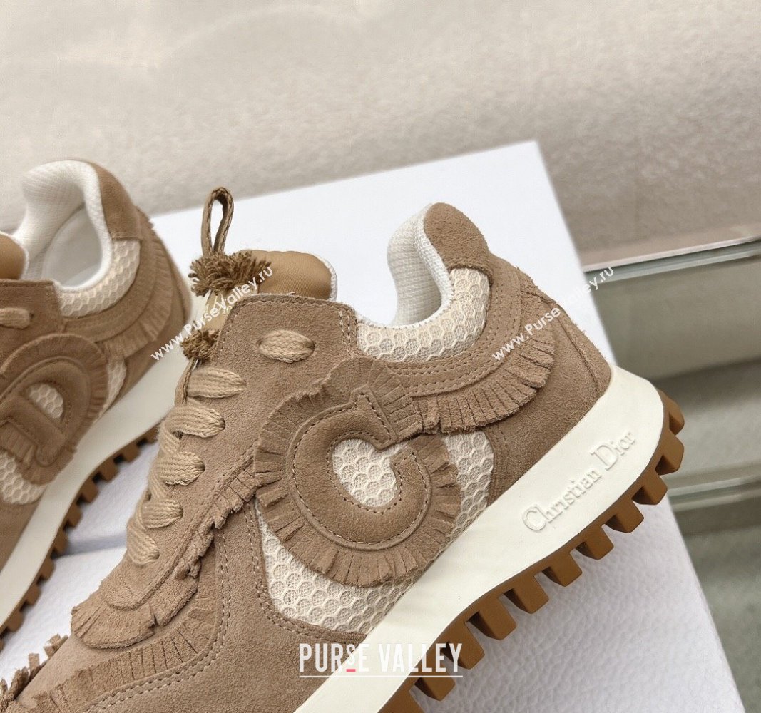 Dior Cest Sneakers in Nude Suede Calfskin and Mesh 2024 (modeng-23120822)