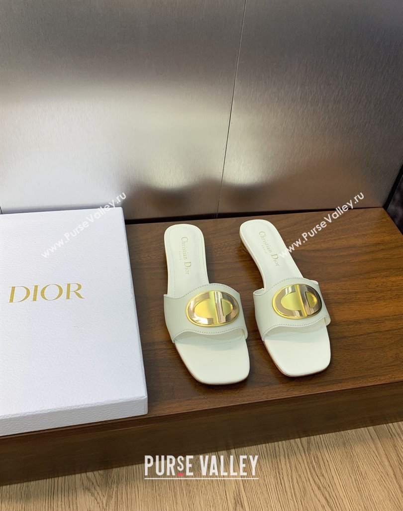Dior Heel 1.5cm Forever Slides in White Calfskin 2024 (modeng-23120996)