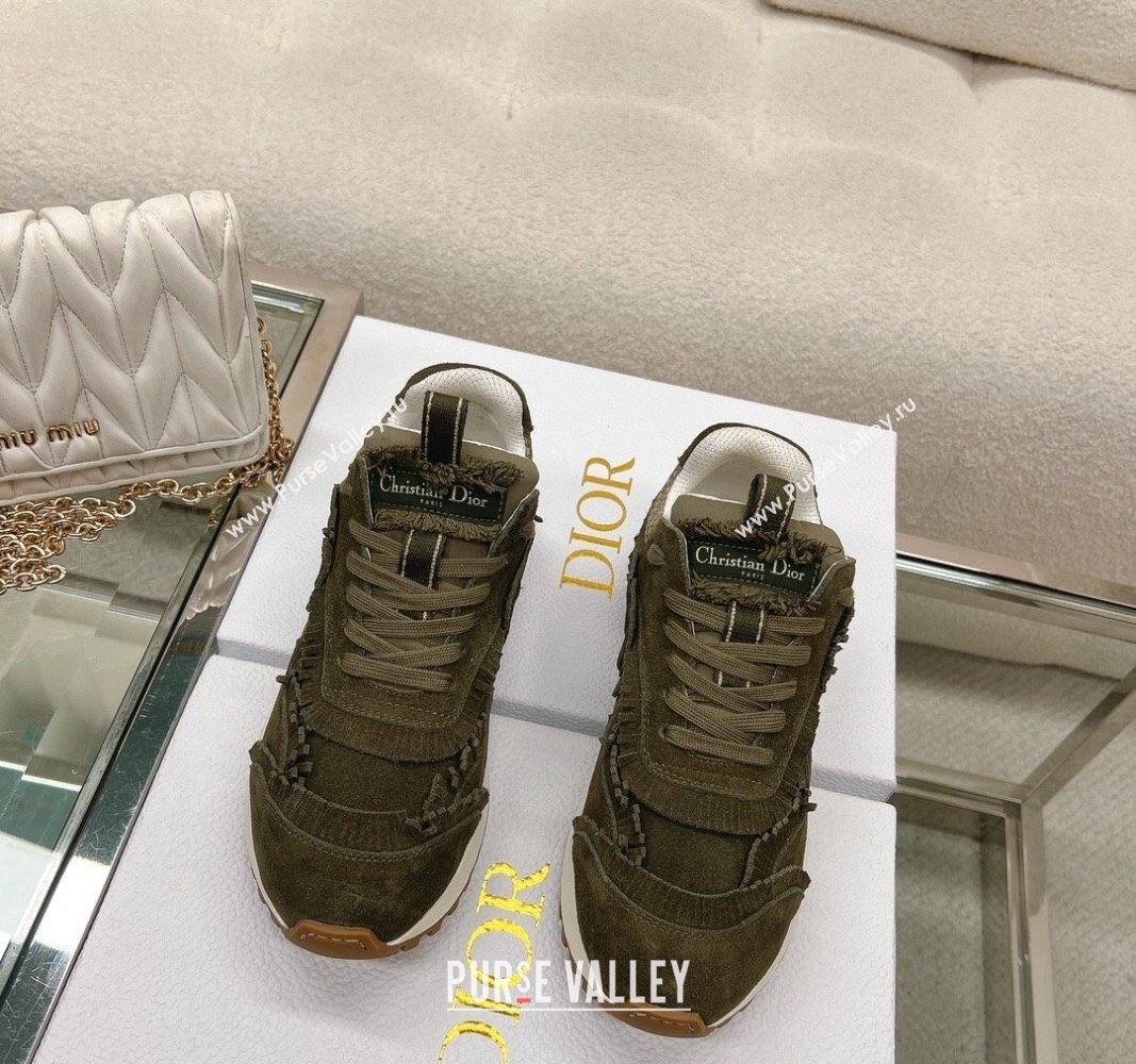 Dior Cest Sneakers in Khaki Suede Calfskin and Mesh 2024 (modeng-23120823)