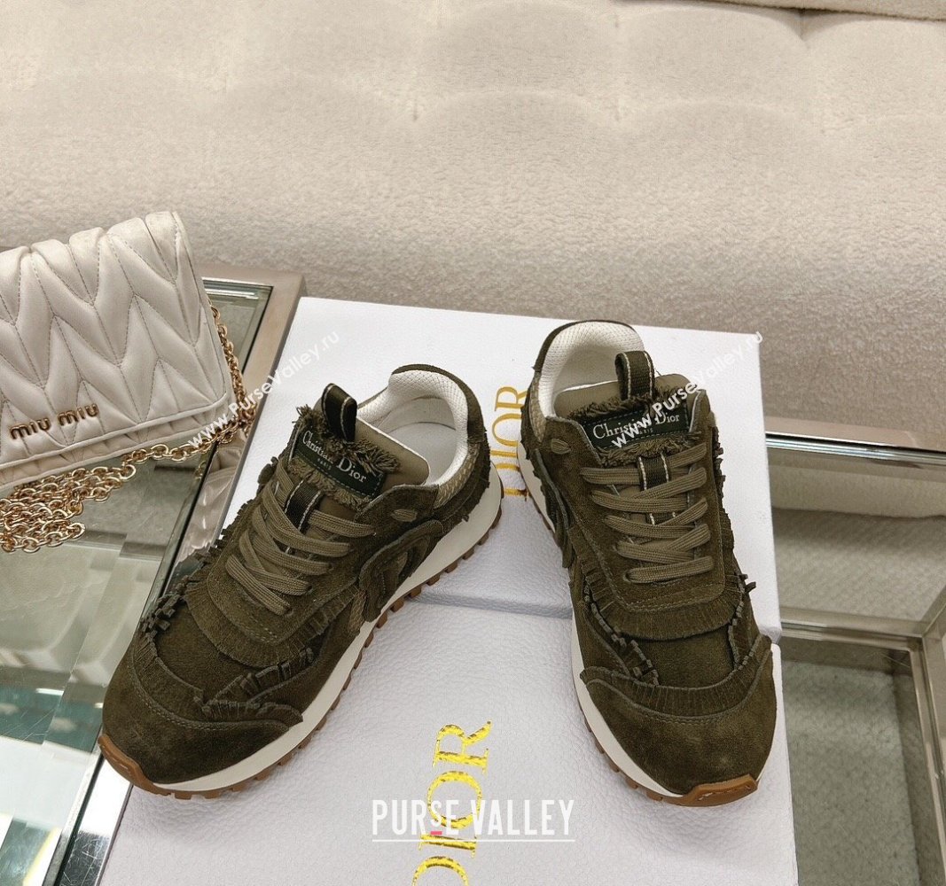 Dior Cest Sneakers in Khaki Suede Calfskin and Mesh 2024 (modeng-23120823)