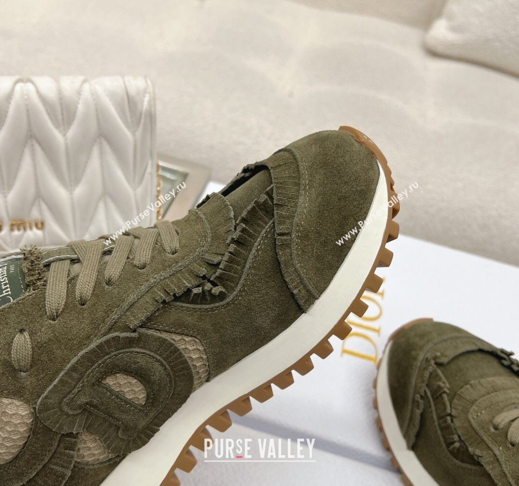 Dior Cest Sneakers in Khaki Suede Calfskin and Mesh 2024 (modeng-23120823)