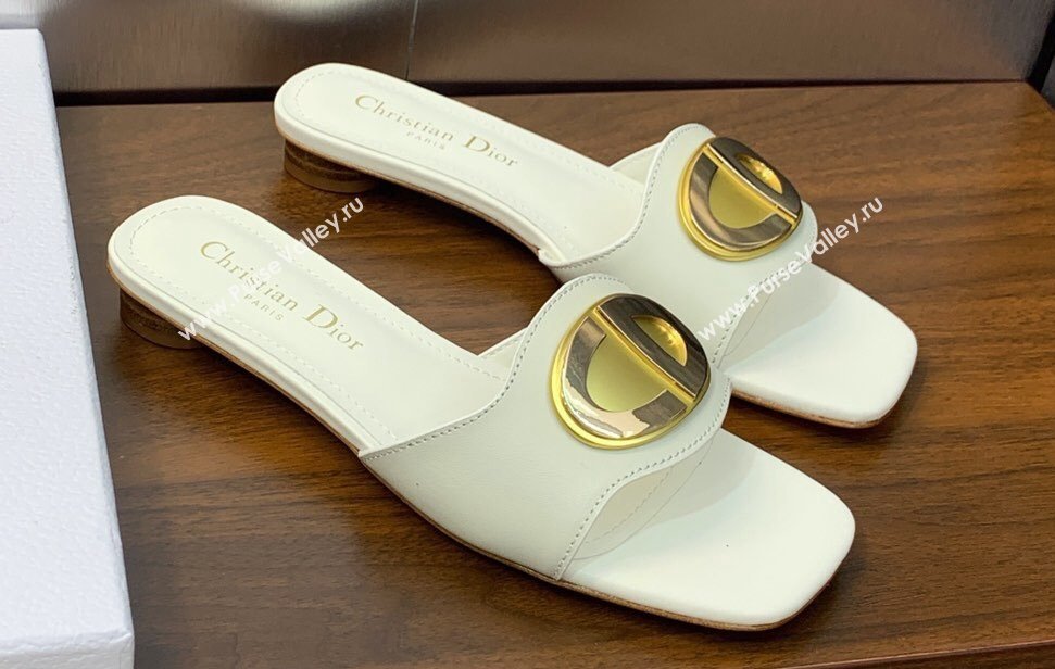 Dior Heel 1.5cm Forever Slides in White Calfskin 2024 (modeng-23120996)