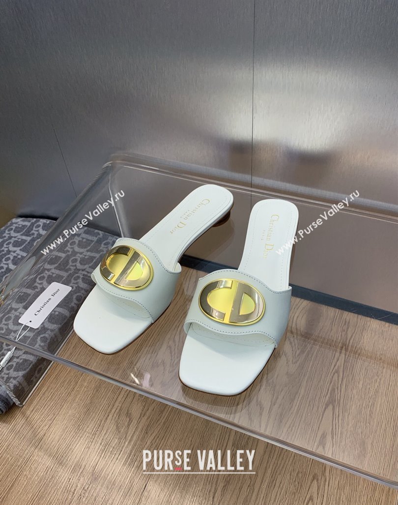 Dior Heel 1.5cm Forever Slides in White Calfskin 2024 (modeng-23120996)