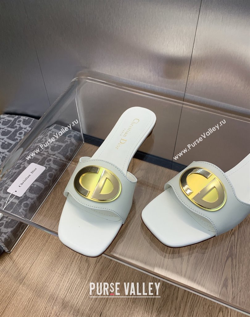 Dior Heel 1.5cm Forever Slides in White Calfskin 2024 (modeng-23120996)