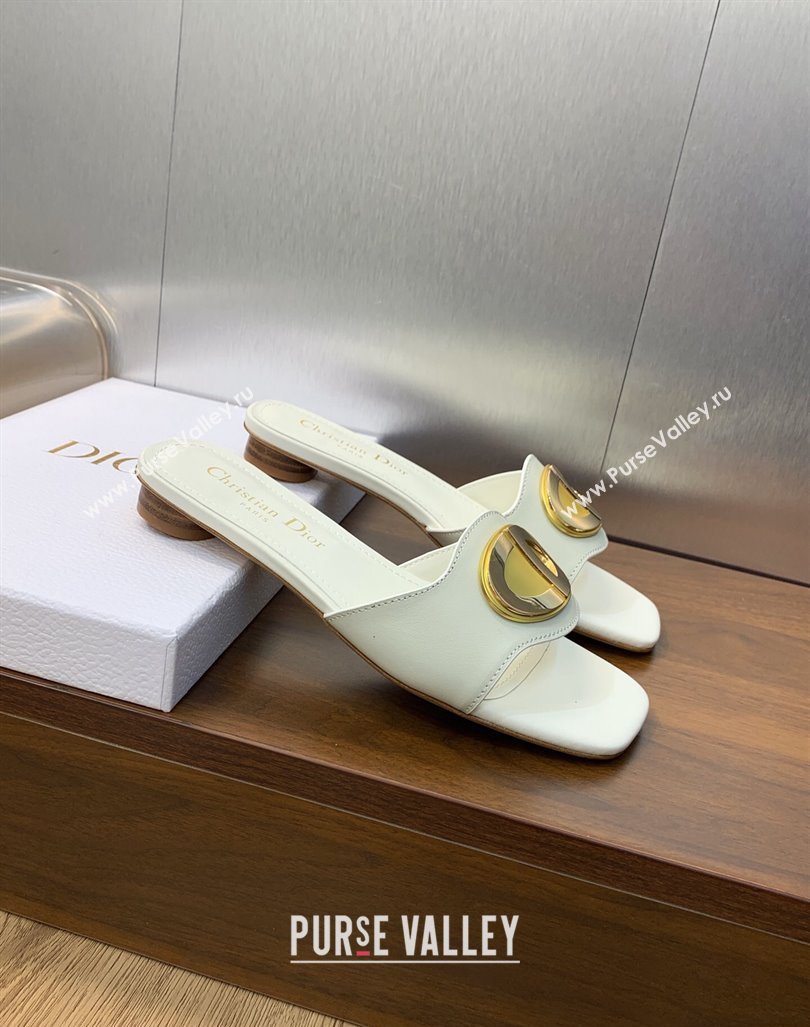 Dior Heel 1.5cm Forever Slides in White Calfskin 2024 (modeng-23120996)
