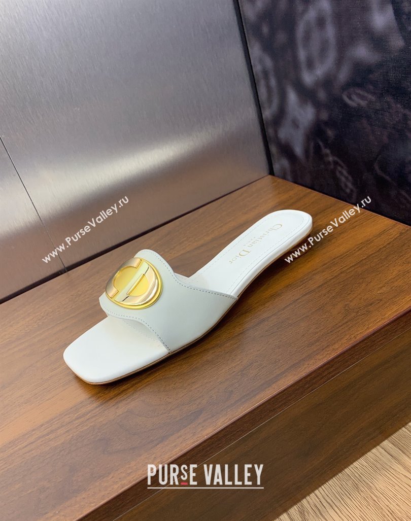 Dior Heel 1.5cm Forever Slides in White Calfskin 2024 (modeng-23120996)