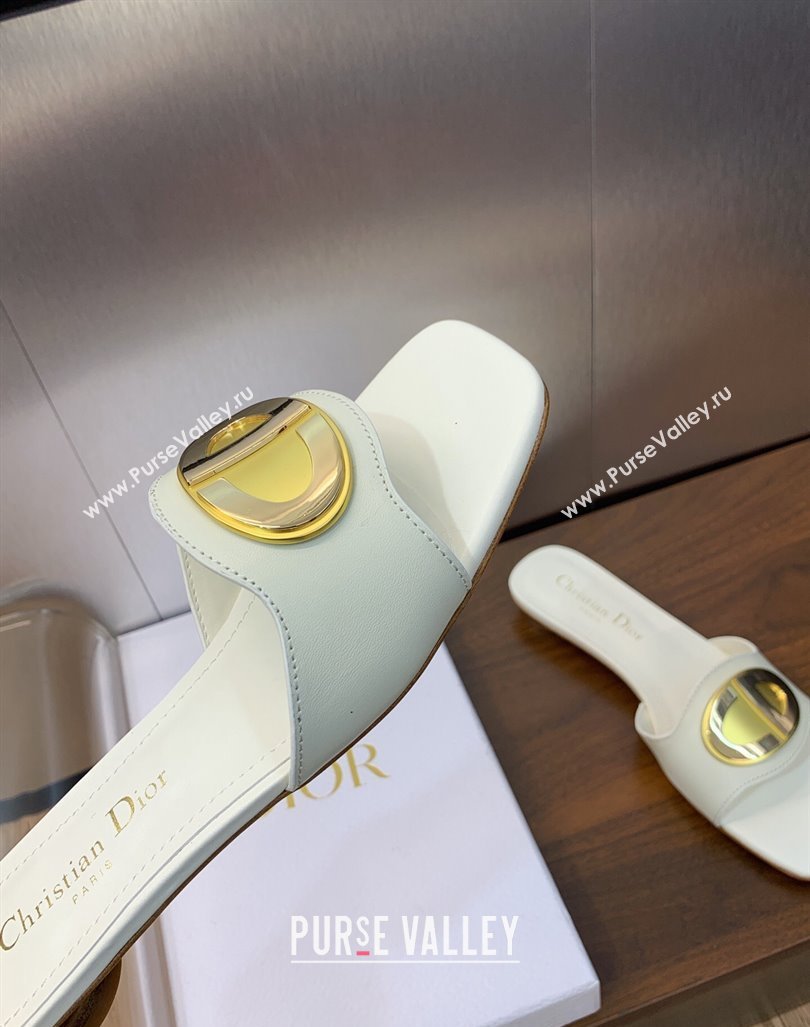 Dior Heel 1.5cm Forever Slides in White Calfskin 2024 (modeng-23120996)