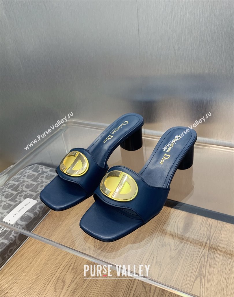 Dior Heel 4.5cm Forever Heeled Slides in Blue Calfskin 2024 (modeng-23120903)