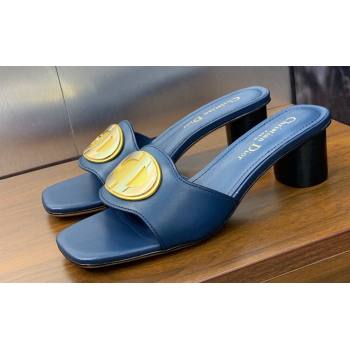 Dior Heel 4.5cm Forever Heeled Slides in Blue Calfskin 2024 (modeng-23120903)