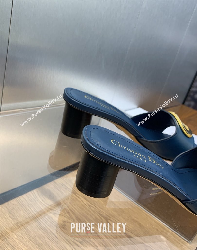 Dior Heel 4.5cm Forever Heeled Slides in Blue Calfskin 2024 (modeng-23120903)