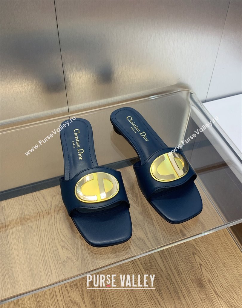 Dior Heel 1.5cm Forever Slides in Blue Calfskin 2024 (modeng-23120904)