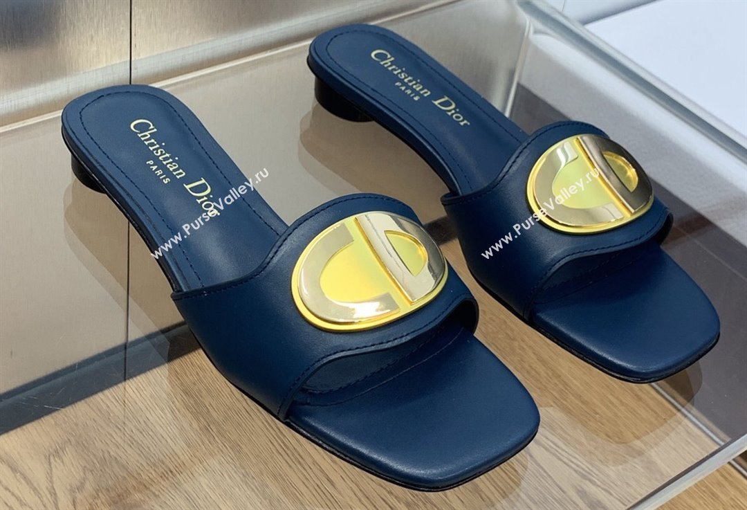 Dior Heel 1.5cm Forever Slides in Blue Calfskin 2024 (modeng-23120904)