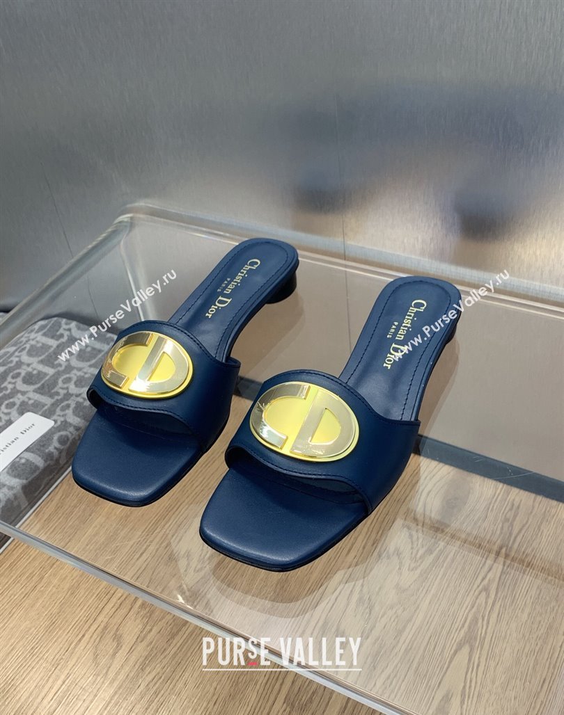 Dior Heel 1.5cm Forever Slides in Blue Calfskin 2024 (modeng-23120904)