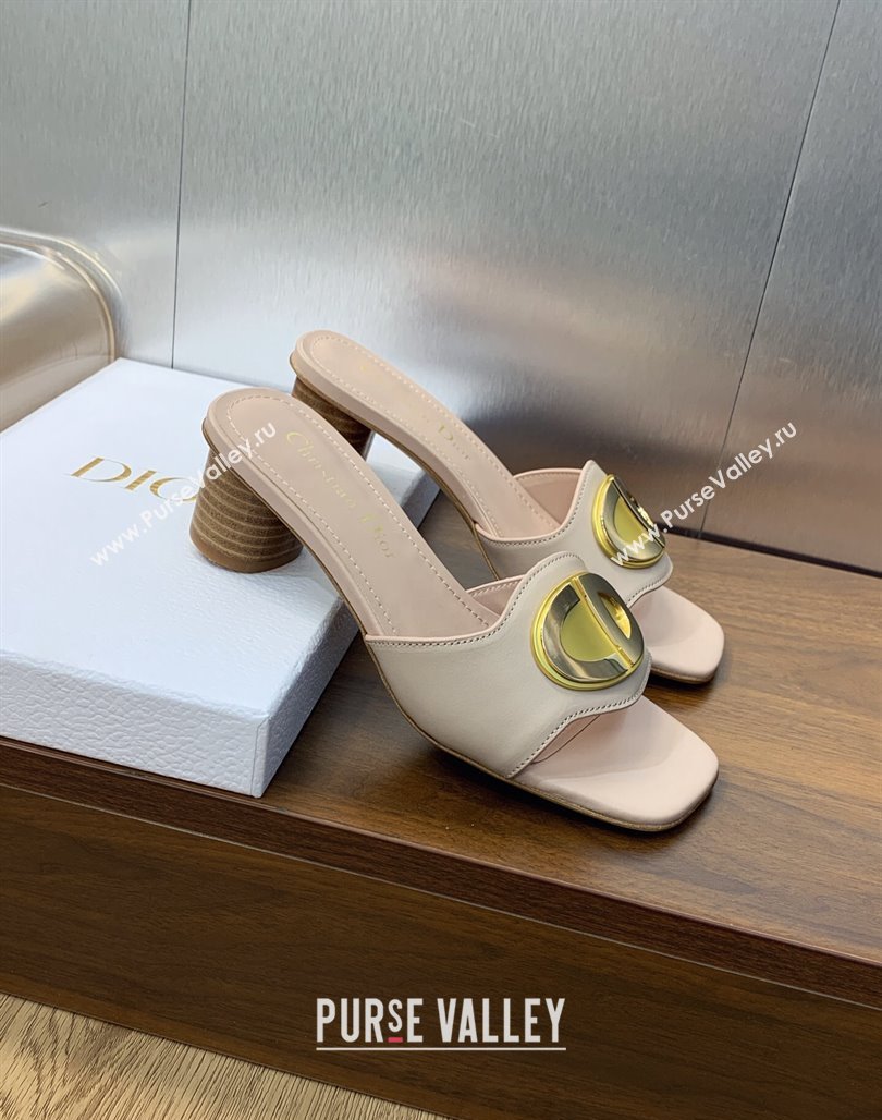 Dior Heel 4.5cm Forever Heeled Slides in Nude Calfskin 2024 (modeng-23120906)